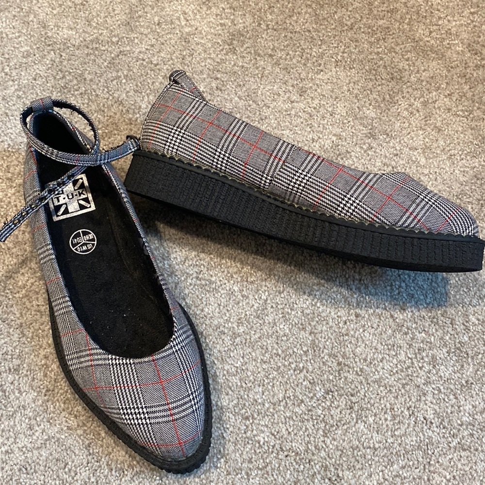 TUK women’s size 10 plaid Mary Jane ankle strap shoes